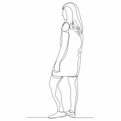 Naklejka premium sketch line drawing girl vector, isolated