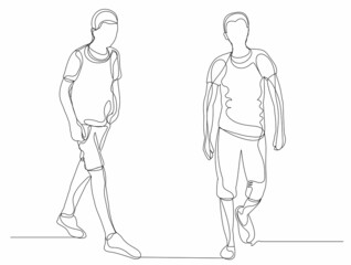 sketch line drawing man walking