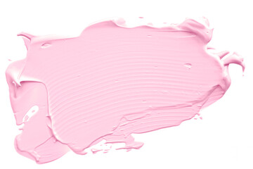 Blush pink beauty cosmetic texture isolated on white background, smudged makeup emulsion cream...
