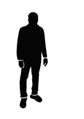 continuous drawing black silhouette man posing 