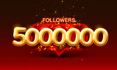 Thank you followers peoples, 5000k online social group, happy banner celebrate, Vector