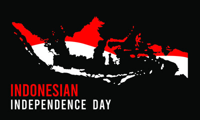 17 august independence of the republic of Indonesia, Indonesian Independence day on black background. Indonesia map vector illustration.