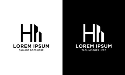 letter H logo illustration simple modern building vector design template