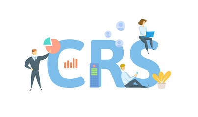 Obraz premium CRS, Congressional Research Service. Concept with keyword, people and icons. Flat vector illustration. Isolated on white.