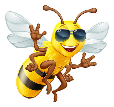 Cool Honey Bumble Bee in Shades Cartoon Character