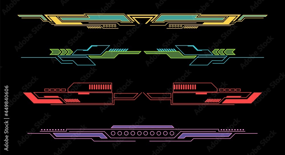 Poster elements futuristic hud. callout bar. modern digital info boxes. geometric graphic dividers. game in