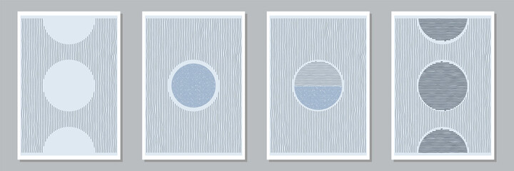 Set of trendy abstract creative minimal artistic hand painted compositions for wall decoration, postcard or brochure cover design. Vector illustration