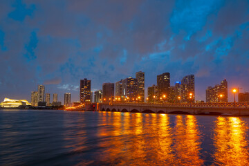 Naklejka na ściany i meble Miami city skyline view from Biscayne Bay.