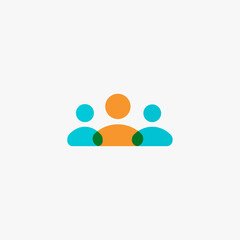 Persons icon, people team, three man silhouette, online support, staff icon. Leadership in office work symbol. Teamwork collaboration partnership. Flat minimal color overlay style vector logo concept.