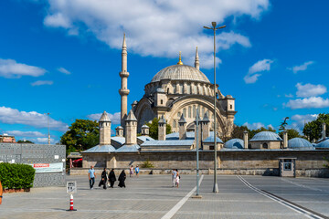 Fototapeta na wymiar The Nuruosmaniye Mosque view in Istanbul. Istanbul is popular tourist destination in the Turkey.