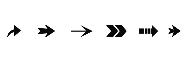 arrow direction symbols of six different shapes