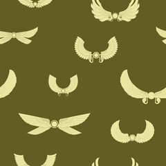 Seamless pattern with ancient egyptian symbol Winged sun for your project