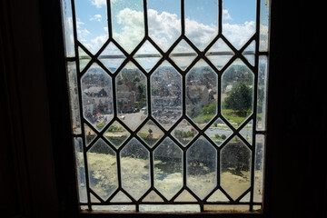 View through an old medieval windows of a castle