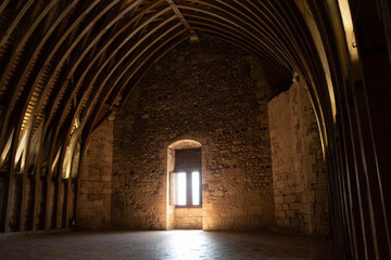 Wooden framework at Duc de Sully castle roof