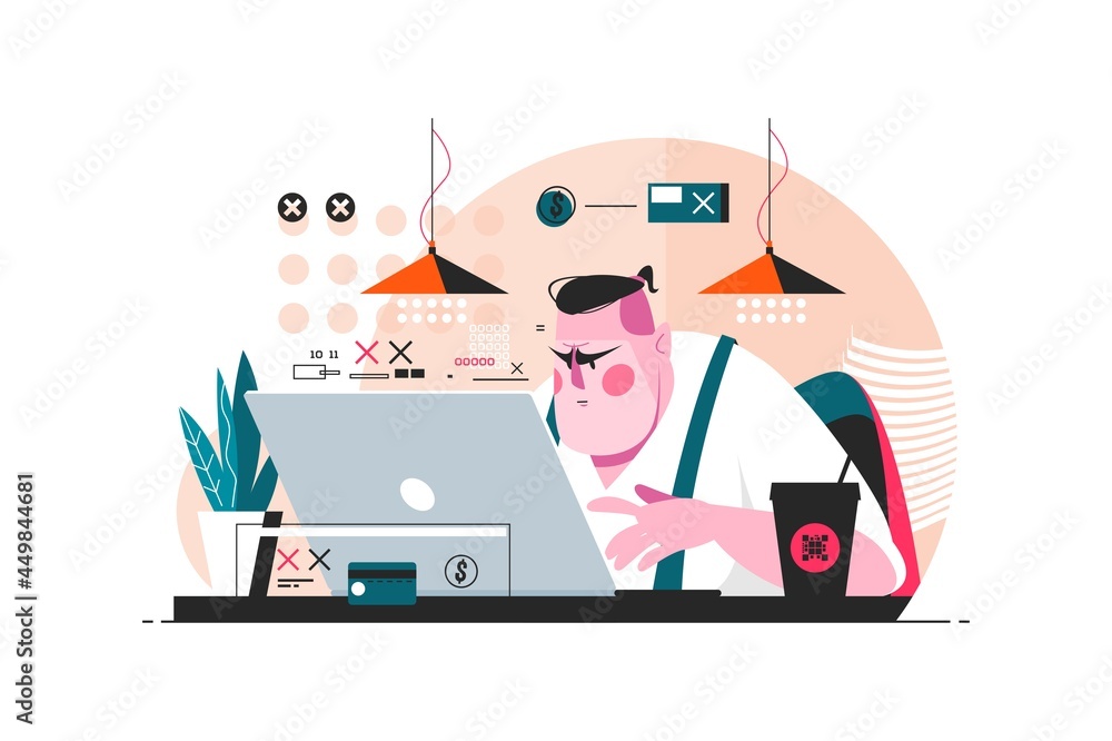 Poster programmer working on laptop