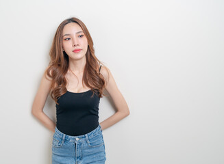 portrait beautiful Asian woman lonely