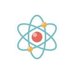 Atom flat icon on white background. Vector illustration