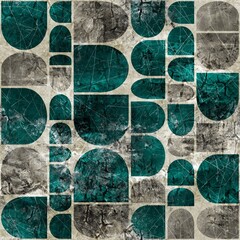 Seamless grungy abstract archway pattern design for print. High quality illustration. Old aged mysterious arch motif with dramatic texture arranged in a repeat pattern. Dirty worn textured door design