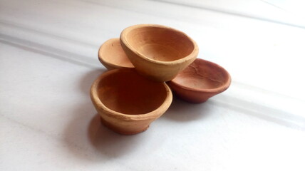 clay pots on a table
