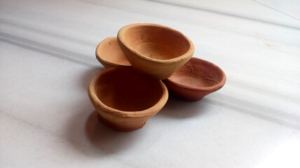 clay pots on a table