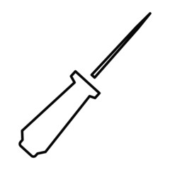 Awl icon. A needle with a handle used for piercing dense materials. Vector illustration isolated on a white background for design and web.