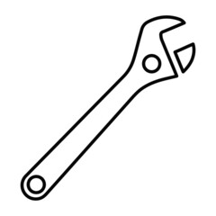 The monkey wrench icon. A spanner is a tool for rotating nuts, bolts, and other parts. Vector illustration isolated on a white background for design and web.