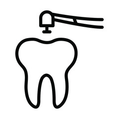 Tooth flat line icon. Dental care, Dentistry symbol, stomatology services. Outline sign for mobile concept and web design, store