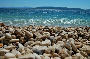 plaża, kamienie, woda © Przemysaw