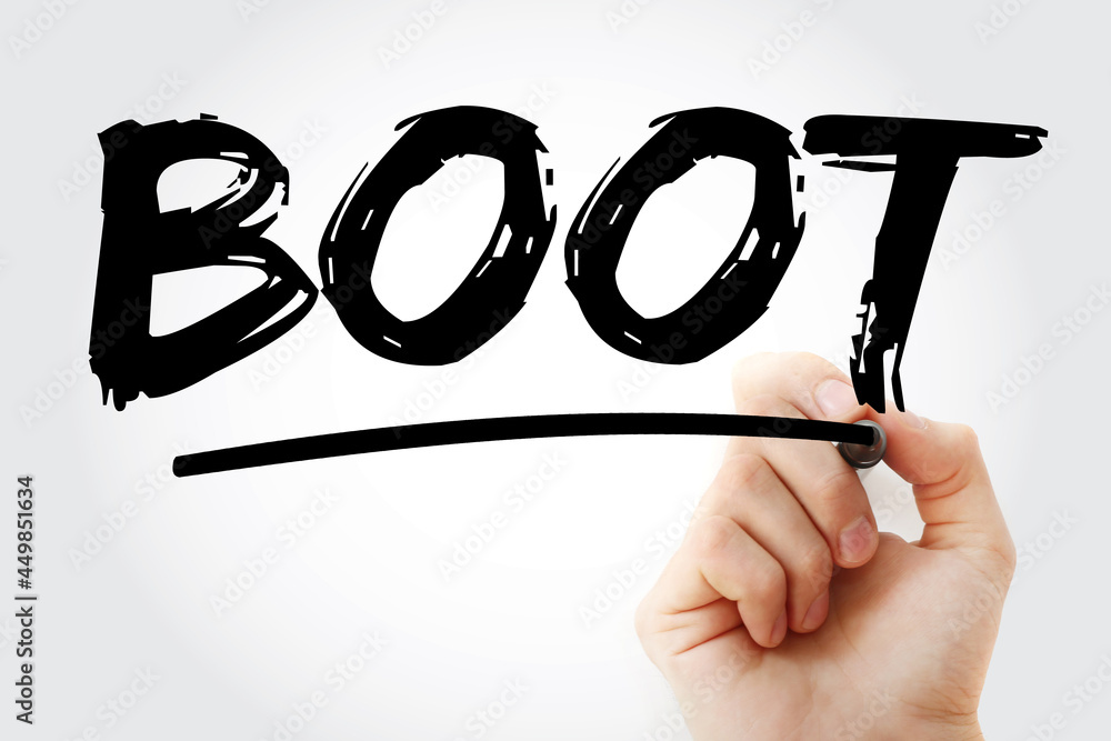 Poster boot - build own operate transfer acronym with marker, concept background