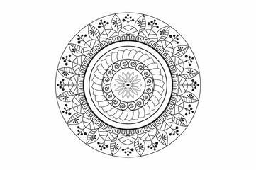 Circular pattern in the form of a mandala. Henna tattoo mandala. Mehndi style. Decorative pattern in oriental style. Coloring book page.