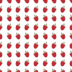 Seamless minimalist pattern of red raspberries on a white background