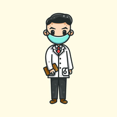 DOCTOR WITH MASK FOR CHARACTER, ICON, LOGO, STICKER AND ILLUSTRATION