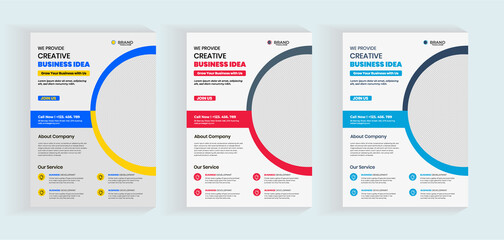 Corporate business multipurpose flyer design and brochure cover page template Premium Vector, Business brochure cover design or annual report and company profile or booklet and catalog cover - obrazy, fototapety, plakaty