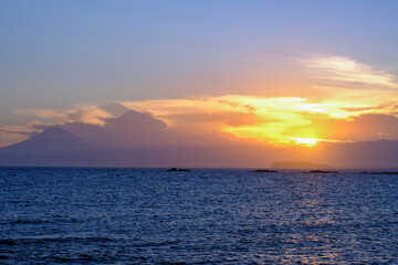 湘南の夕景、芝崎海岸からの眺め