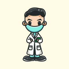 NURSE WITH MASK FOR CHARACTER, ICON, LOGO, STICKER AND ILLUSTRATION