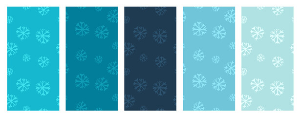 a set of seamless Christmas patterns in harmonious colors. winter new year backgrounds with snowflakes