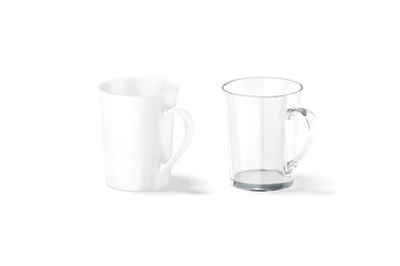 Blank ceramic and glass bell-shaped 11oz mug mockup, side view