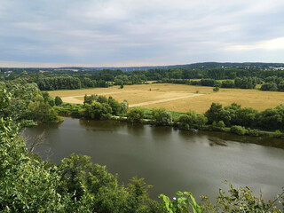 Fototapeta na wymiar View over the valley of the river Ruhr in Mülheim an der Ruhr.