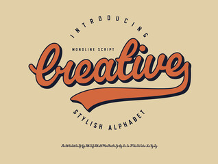 Creative. Monoline Script Font. Vector