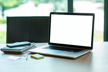 Stylish workspace with computer at home office.