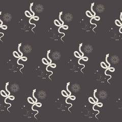 Seamless pattern with snake silhouette. Editable Vector Illustration.