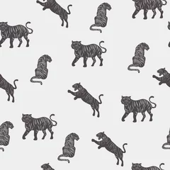 Tuinposter Seamless pattern with tiger silhouette. Editable Vector Illustration. © miobuono