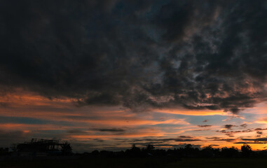 Dramatic twilight sky and cloud sunset background
