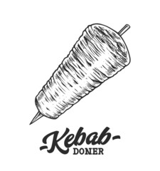 Doner Kebab Retro Emblem Monochrome - 449858428