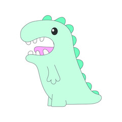 Cute dinosaur tyrannosaurus cartoon vector. pastel green color.