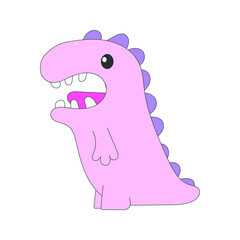 Cute dinosaur tyrannosaurus cartoon vector. pastel pink color.