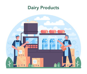 Dairy production industry. Dairy natural products for breakfast
