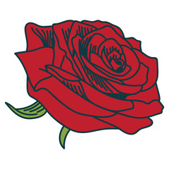 Rose tattoo vector cartoon flower illustration isolated on a white background.