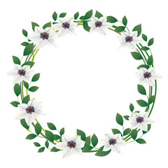 クレマチスの花のイラストフレーム