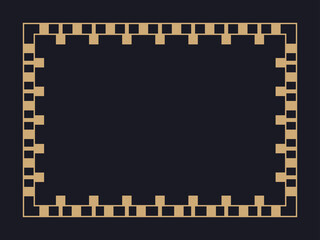 Art deco frame. Vintage linear border. Design a template for invitations, leaflets and greeting cards. Geometric golden frame. The style of the 1920s - 1930s. Vector illustration